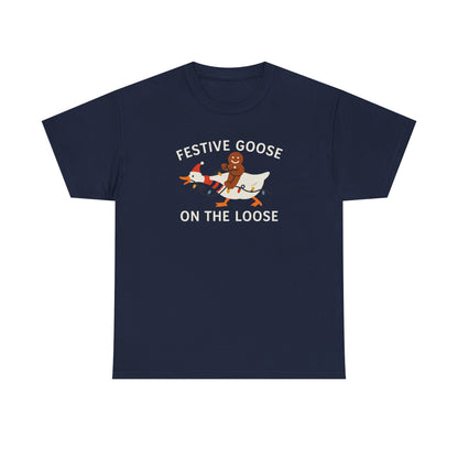 Festive Goose on the Loose Shirt, Funny Christmas Gingerbread Tee,  Holiday Comfort Colors T-Shirt, Cute Xmas Gift for Her and Him