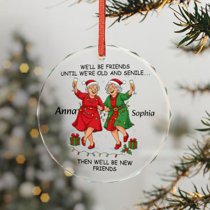 Personalized Best Friends Christmas Ornament Old  Senile Ornament Funny Bestie Gift for Women Best Friend Keepsake 2025 BFF Holiday Decor