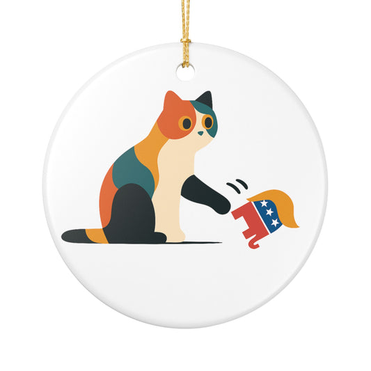 Cat Anti Trump Ornament, Ceramic or Aluminum Christmas Decoration, Sarcastic Cat, FDT, Grumpy Black Cat, Subtle Anti Trump, Anti Maga