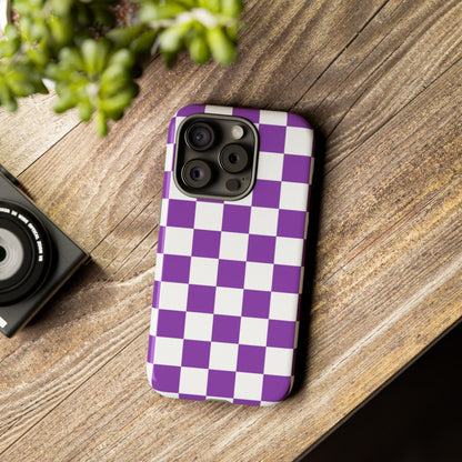 Purple Checkered Phone Case,  iPhone 17 Pro, 17, 16, 15, 14, 13, 12, 11, X, XR, XS MAX, Trendy Gift for Friends, Accessory for Occasions