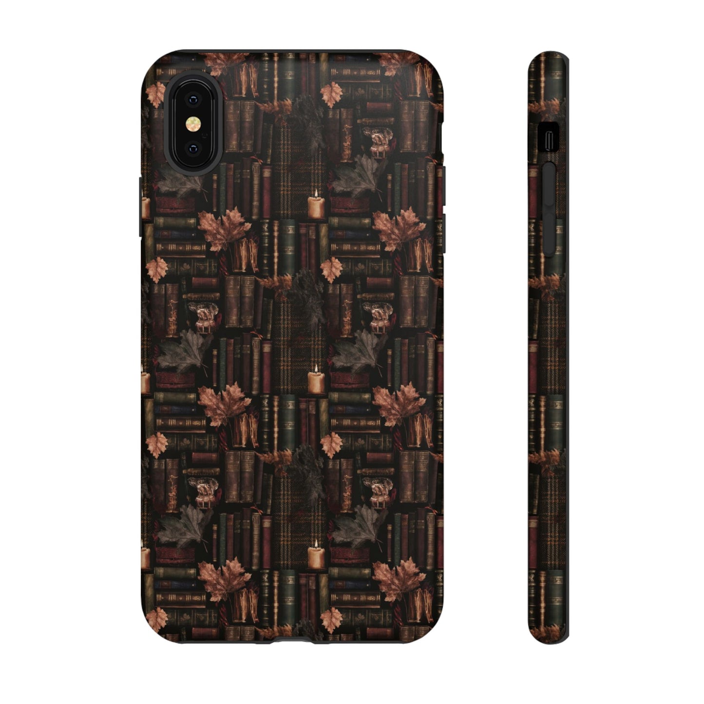 Gothic Phone Case Dark Academia Literary iPhone Samsung Cover with Books & Flowers, Phone case