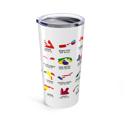 2026 Grand Prix Track Flags Tumbler, Formula One Circuits Travel Cup, F1 Racing Icons Stainless Steel Mug, Motorsport Fan Gift 20oz