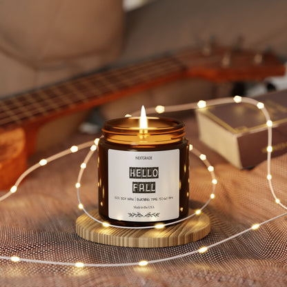 Cozy Hello Fall Scented Soy Candle, Hello Fall, Perfect for Autumn Decor, Home Fragrance, Gift for Her, Seasonal Celebration, Relaxation