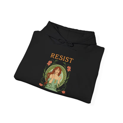 Resist Floral Goddess Hoodie, Feminist Botanical Sweatshirt Hoodie, Empowerment Gift, Vintage Activist Hoodie, Cozy Eco Cotton Pullover