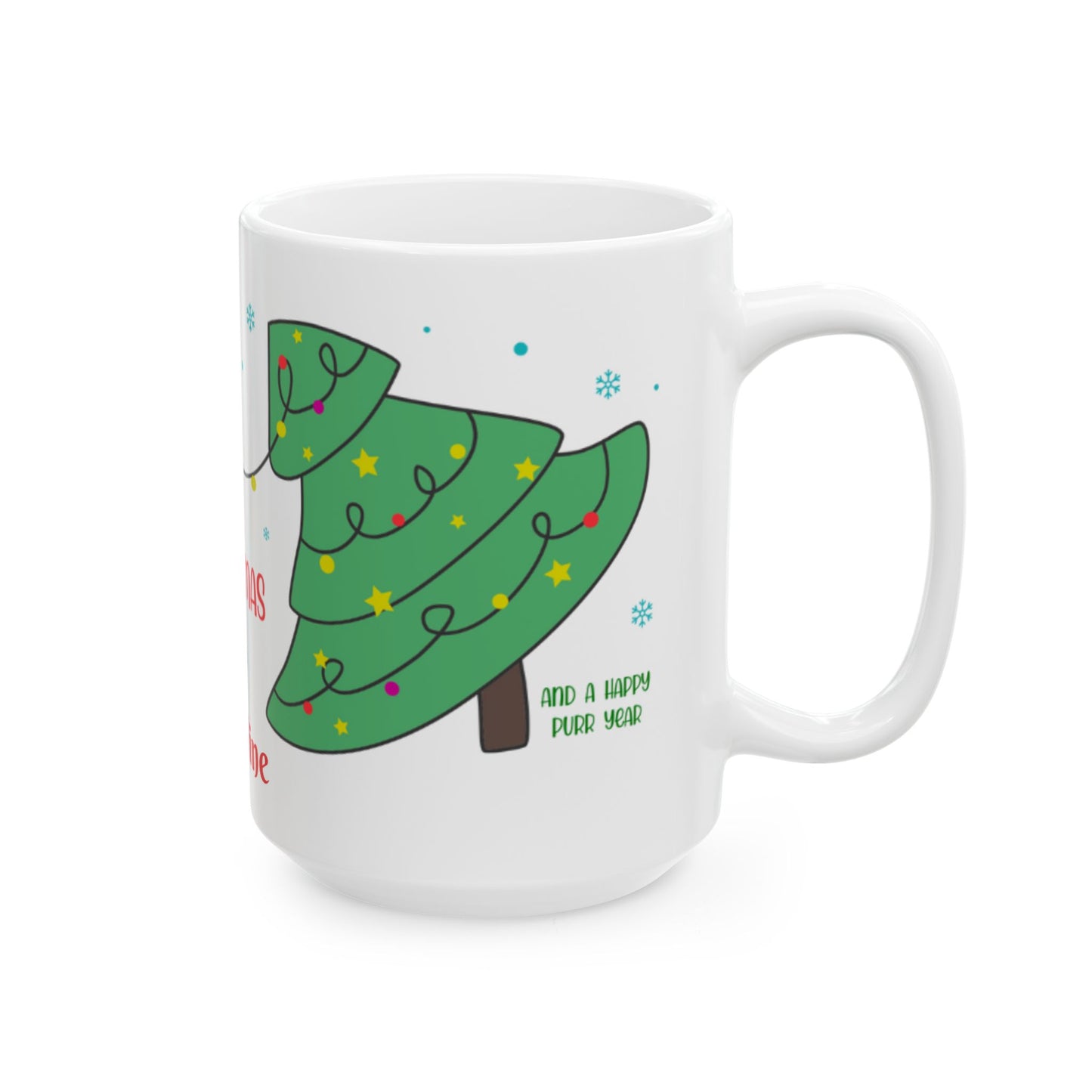 Personalized Meowy Christmas Ceramic Mug, Holiday Coffee Cup, Cute Cat Design, Festive Drinkware, Christmas Day Gift, Gift for Her