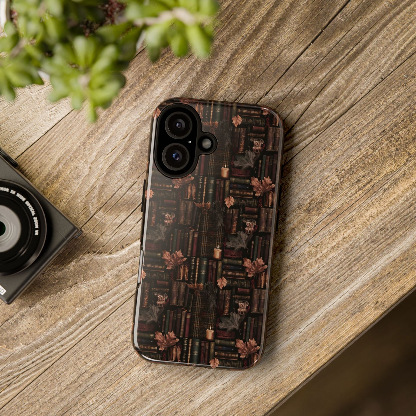 Gothic Phone Case Dark Academia Literary iPhone Samsung Cover with Books & Flowers, Phone case