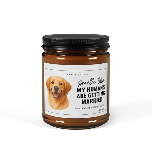 Smells Like My Humans Are Getting Married Candle, Funny Dog Wedding Gift, Engagement Gift for Couples | 9oz Soy Amber Jar Candle