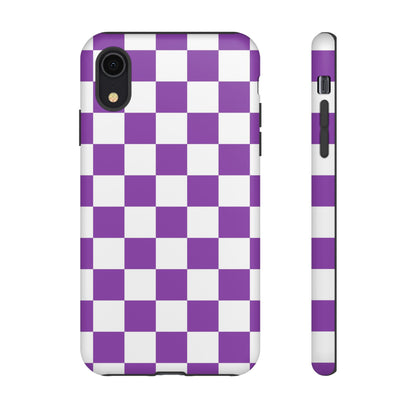 Purple Checkered Phone Case,  iPhone 17 Pro, 17, 16, 15, 14, 13, 12, 11, X, XR, XS MAX, Trendy Gift for Friends, Accessory for Occasions