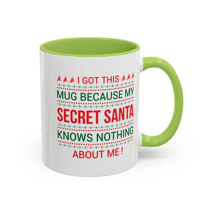 Personalized Secret Santa Accent Coffee Mug, Holiday Gift, Funny Christmas Mug, Unique Office Secret Santa Gift, Custom Drinkware