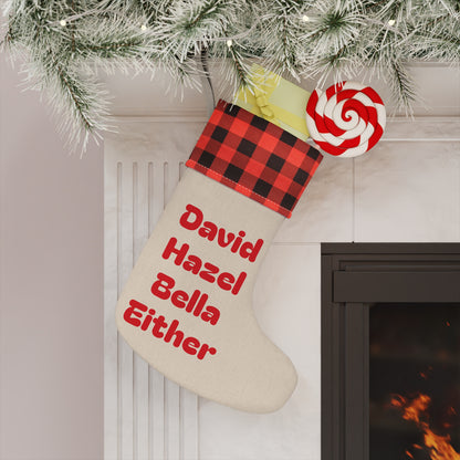 Personalized Names Christmas Stocking | Buffalo Plaid Cuff, Custom Name Stocking