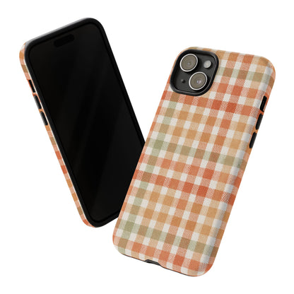 Boho Checkered Phone Case | Neutral Aesthetic Plaid Case | Retro Minimalist Check Design | iPhone Cover | Samsung Cover
