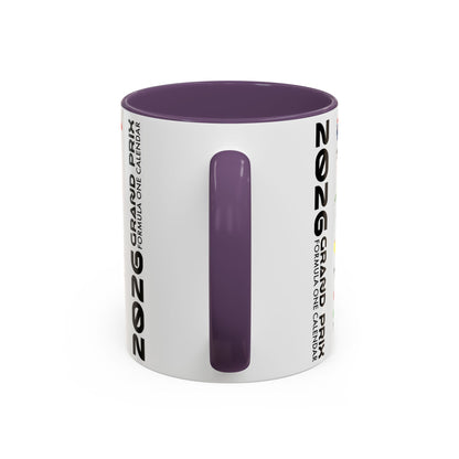 2026 Grand Prix Calendar Mug, Formula 1 Accent Coffee Mug, F1 Circuit Icons Cup, Motorsport Fan Gift, Racing Calendar Ceramic Mug