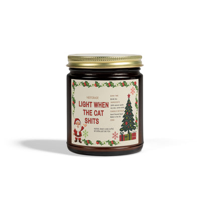 Funny Christmas Candle Gift | Light When the Cat Shits | Pet Owner Gag Gift | Soy Candle with Christmas Label | Hand Poured 9oz Jar