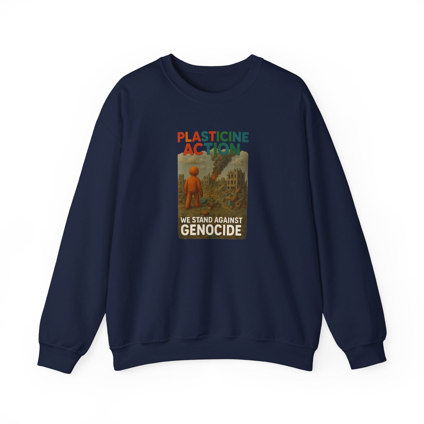 We stand against Genocide Crewneck Sweatshirt, Vintage Style, Sustainability Statement, Unisex Gift, Ethical Fashion, Activism Apparel