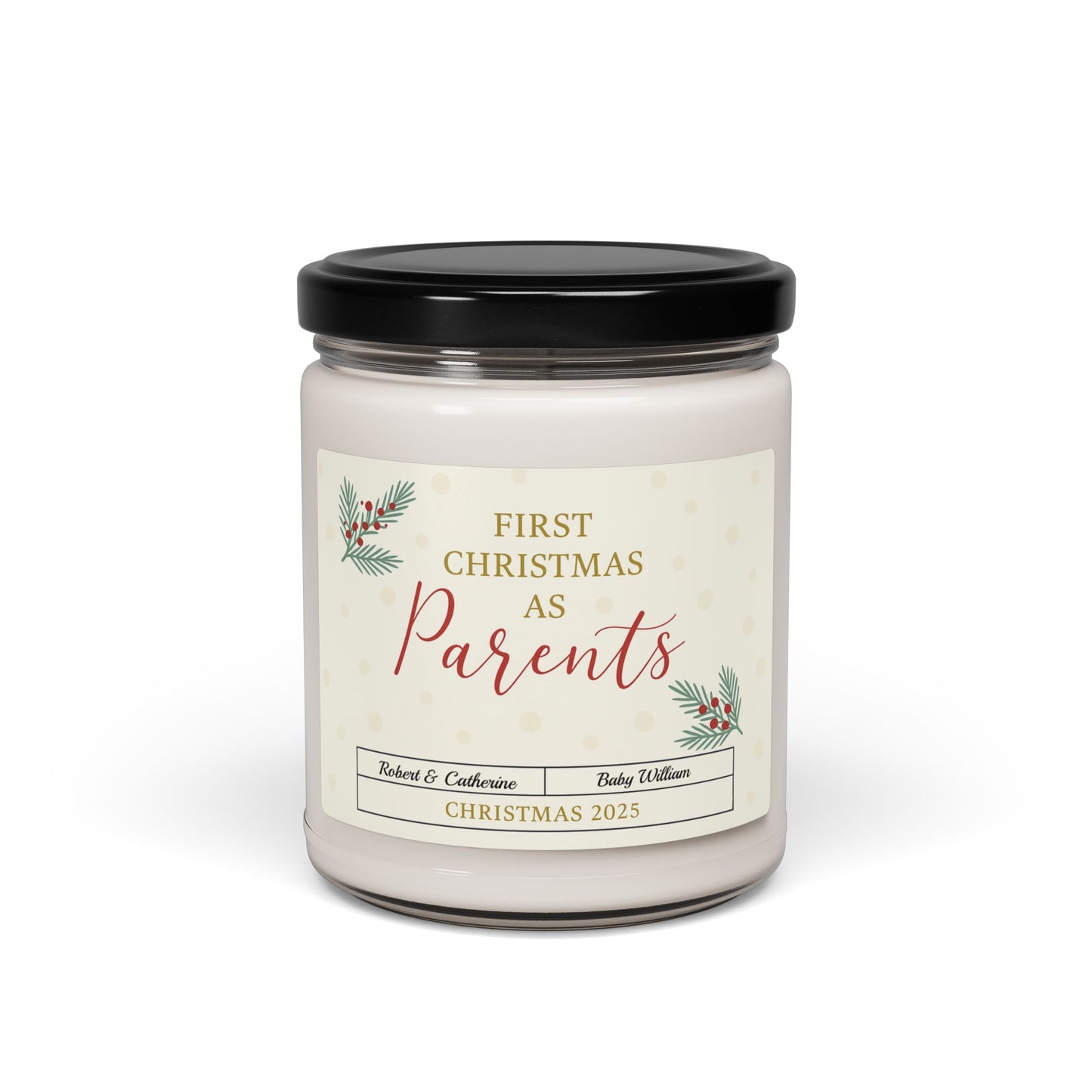 First Christmas as Parents Candle 2025, 9oz Scented Soy Candle, Holiday Gift for New Moms & Dads, Cozy Winter Home Decor
