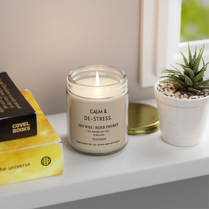 Calm And De Stress Soy Wax Candle, Candle Gift, Hand Poured Candle, Scented Candles, Coconut Apricot Wax (4oz, 9oz)