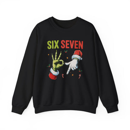 Funny Six Seven Christmas Sweatshirt | Santa Hands Holiday Crewneck | Cozy Pink Christmas Sweater for Men Women | Festive Holiday Gift