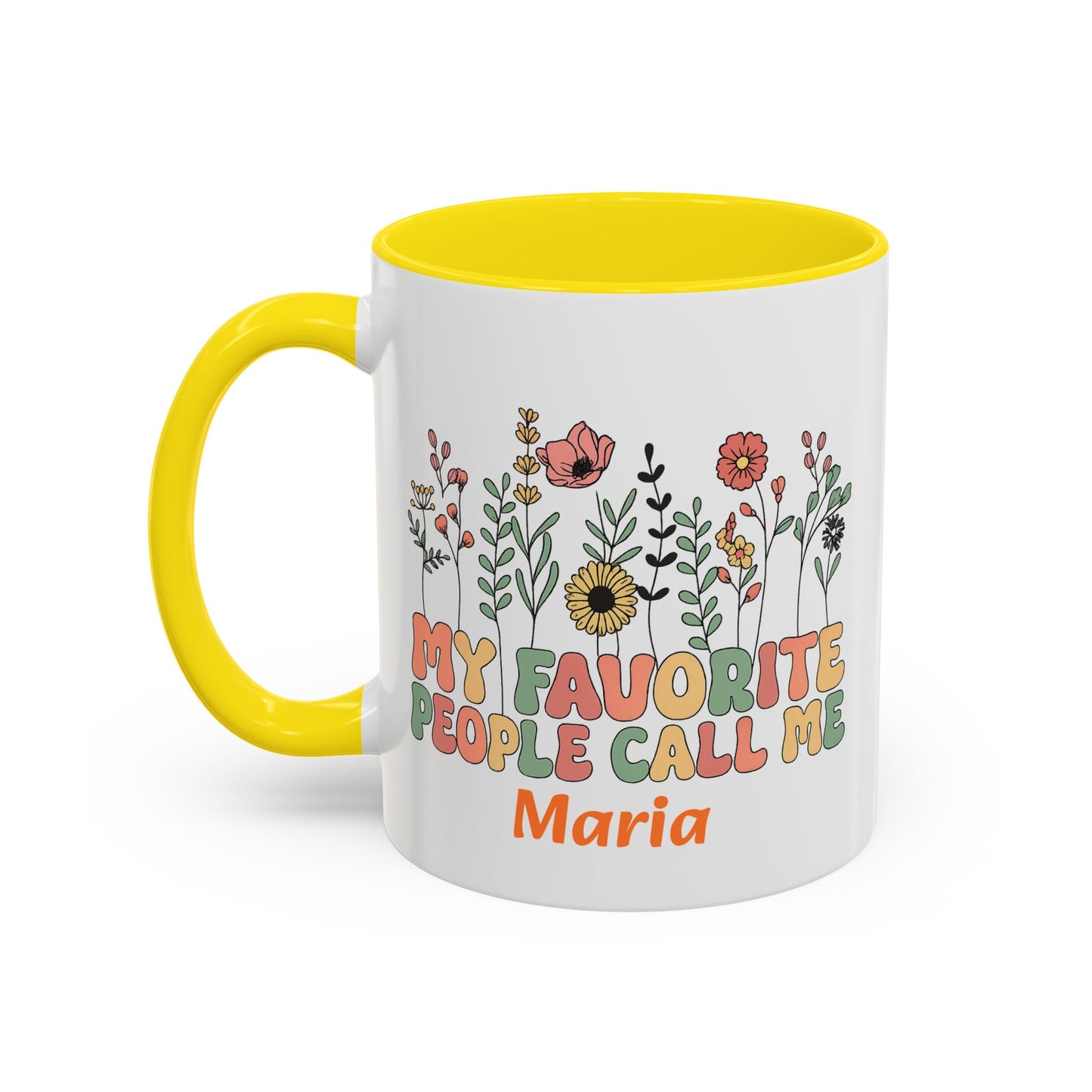 Personalized Floral Accent Mug, My Favorite People Call Me Coffee Cup, Perfect Gift for Friends, Family, Birthdays, Home Décor