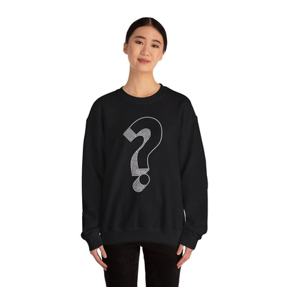 Rhinestone Question Mark Sweatshirt | Sparkly Mystery Icon Crewneck