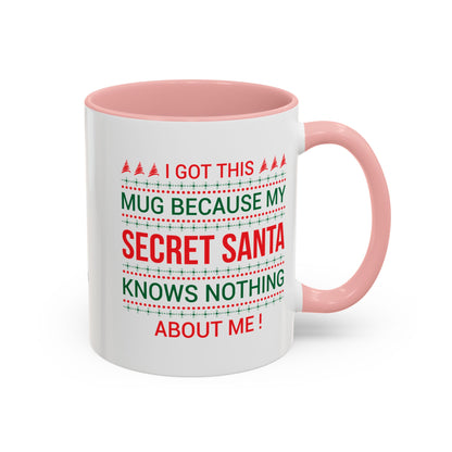 Personalized Secret Santa Accent Coffee Mug, Holiday Gift, Funny Christmas Mug, Unique Office Secret Santa Gift, Custom Drinkware