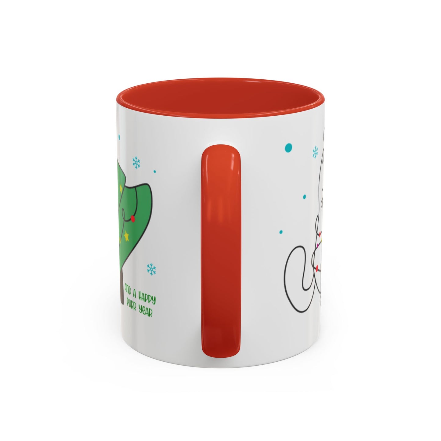 Personalized Meowy Christmas Accent Mug, Funny Holiday Coffee Cup, Cat Lover Gift, Festive Drinkware, Christmas Decor, Personalized Mug