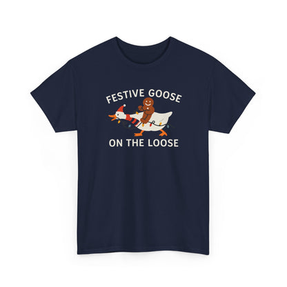 Festive Goose on the Loose Shirt, Funny Christmas Gingerbread Tee,  Holiday Comfort Colors T-Shirt, Cute Xmas Gift for Her and Him
