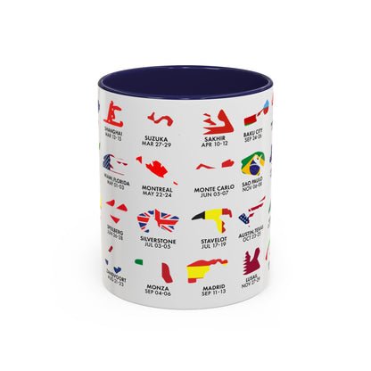 2026 Grand Prix Calendar Mug, Formula 1 Accent Coffee Mug, F1 Circuit Icons Cup, Motorsport Fan Gift, Racing Calendar Ceramic Mug