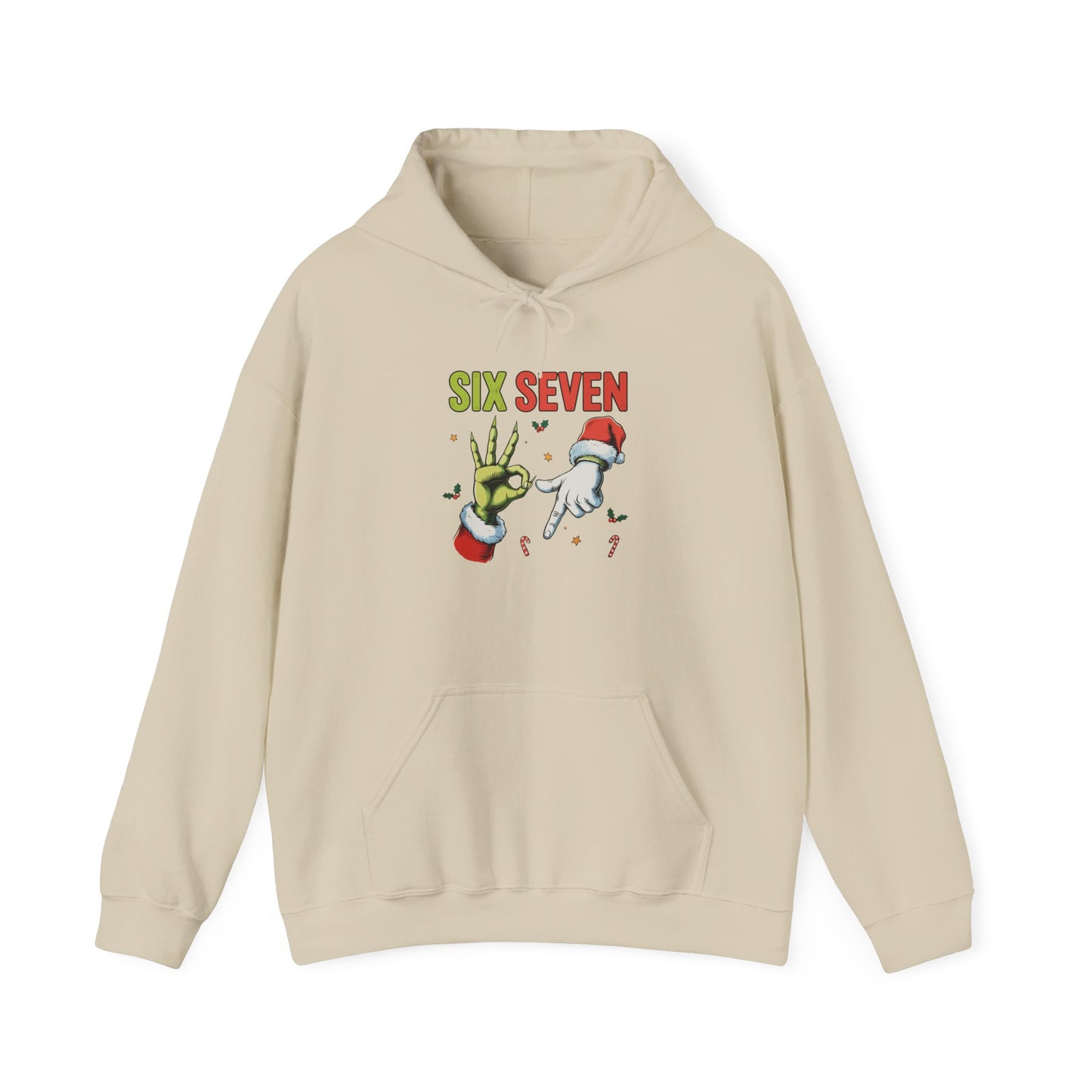 Funny Six Seven Christmas Hoodie | Santa Hands Holiday Pullover | Unisex Cozy Christmas Sweatshirt | Funny Holiday Gift for Men Women