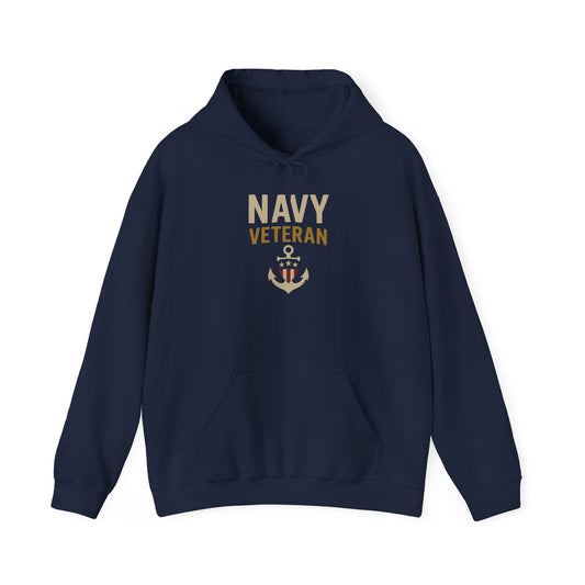Navy Veteran Sweatshirt Hoodie | Patriotic US Navy Hooded Sweatshirt with Anchor | Veteran Gift for Men & Women | Military Pride Apparel