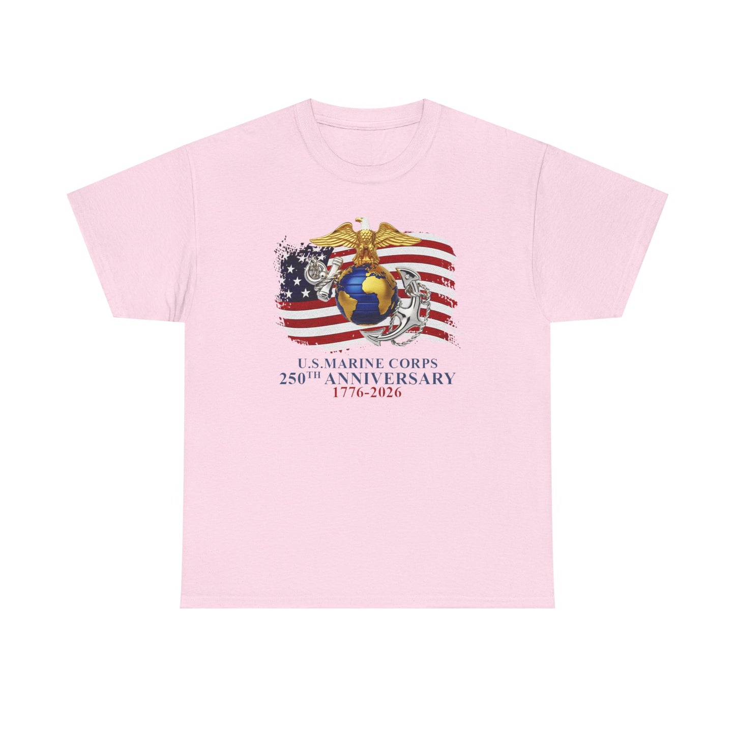 US Marine Corps 250th Anniversary T-Shirt Eagle, Globe Anchor with American Flag (1776-2026)