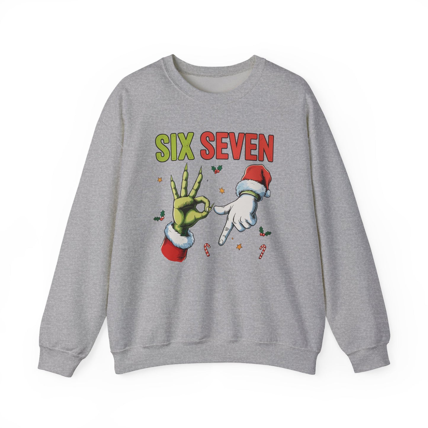 Funny Six Seven Christmas Sweatshirt | Santa Hands Holiday Crewneck | Cozy Pink Christmas Sweater for Men Women | Festive Holiday Gift