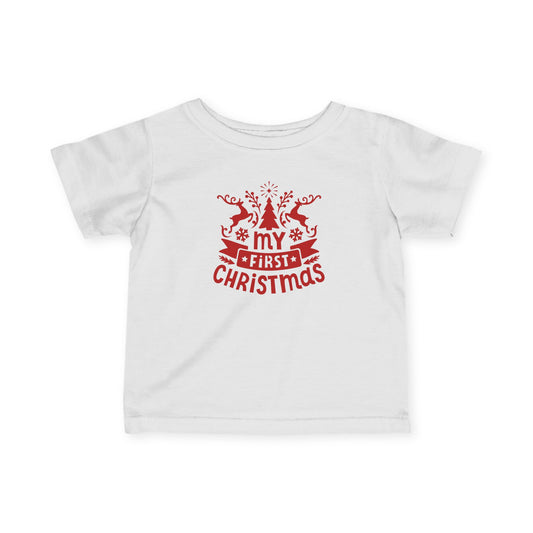 My First Christmas Infant Tee | Baby Christmas Shirt, Red Holiday Graphic | Baby T-Shirt | Baby First Christmas