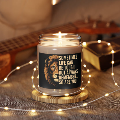 Inspirational Scented Candle, Soy Wax Candle with Lion Design, Relaxation Home Décor, Thoughtful Gift for Friends