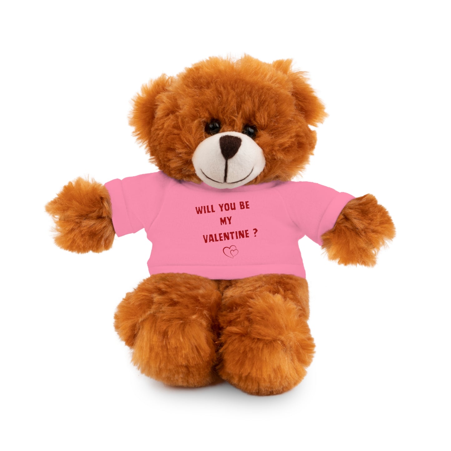Will You Be My Valentine ? Teddy Bear, Plush Animal with T-Shirt, Cute Valentine's Day Gift, Stuffed Bear for Kids or Love