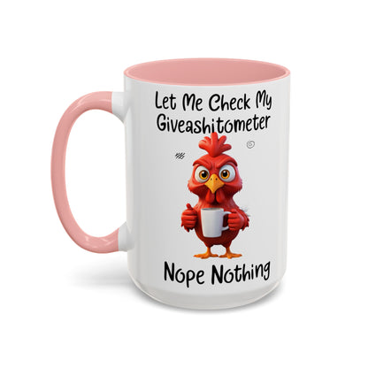 Funny Giveashitometer Mug | Sarcastic Coffee Mug with Rooster | Sassy Office Mug | Gift for Coworkers Friends