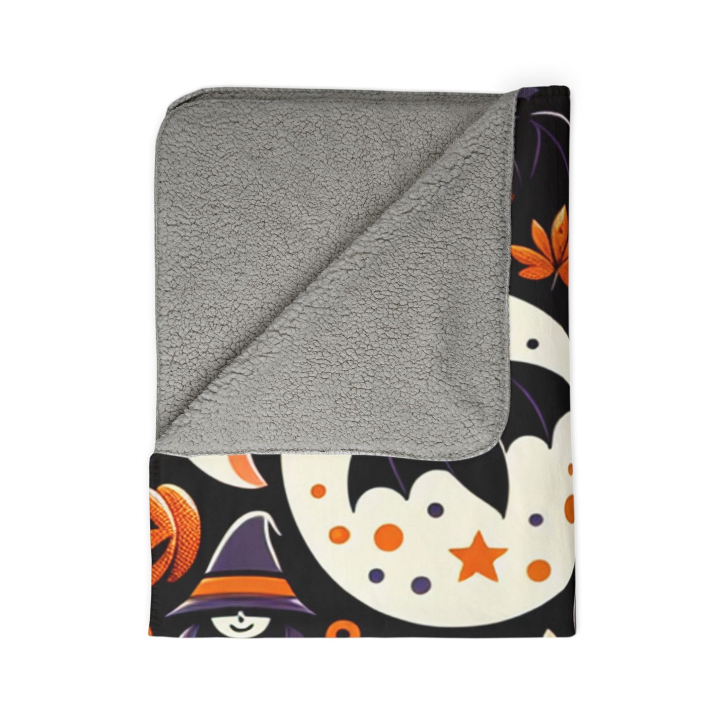 Halloween Fleece Sherpa Blanket, Cozy Fall Decor, Spooky Season Gift, Witchy Throw, Pumpkin Blanket, Ghostly Home Accessory