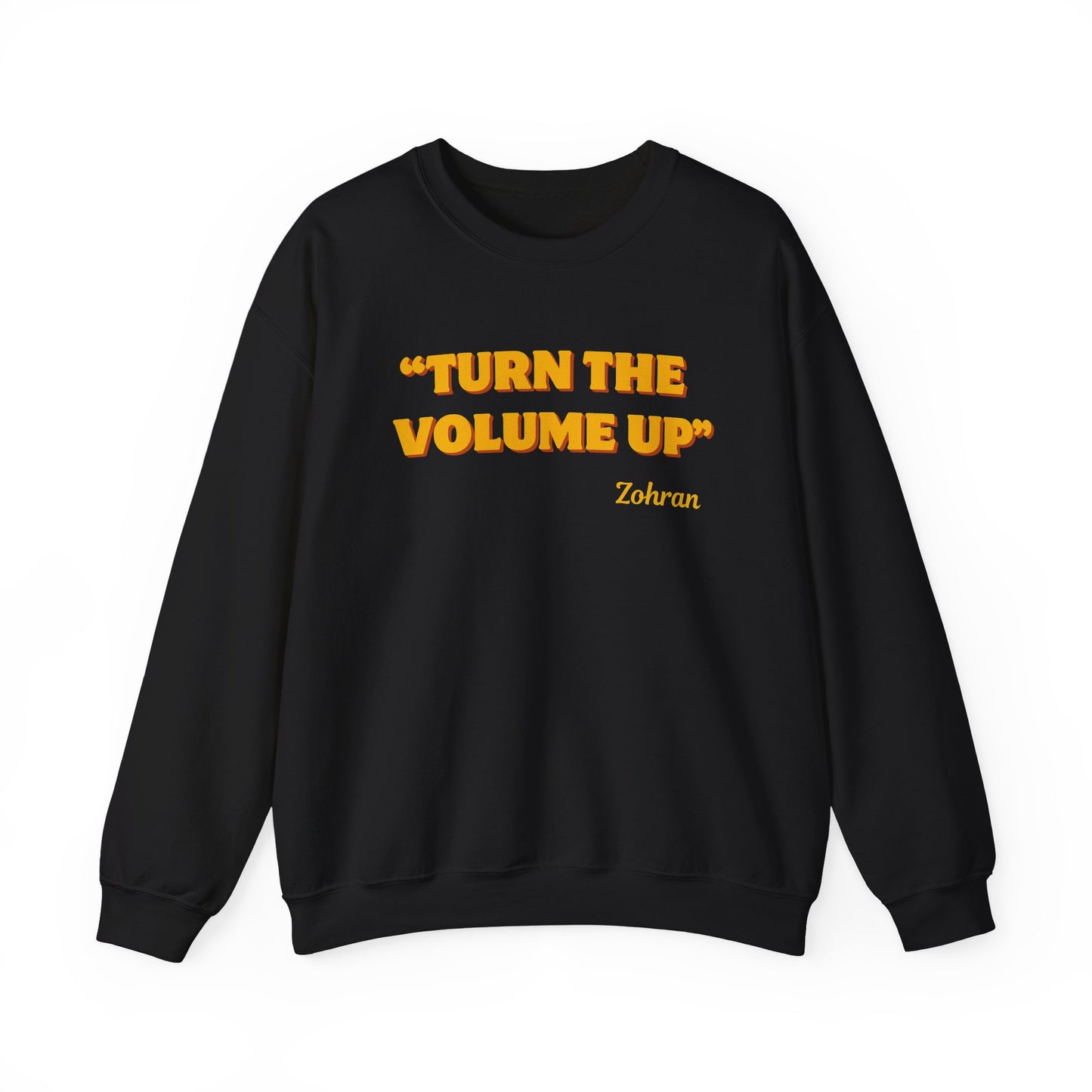 Turn the Volume Up Sweatshirt, Retro Music Quote Crewneck, Minimal Yellow Text Pullover, Cozy Gift for Musicians & Creatives