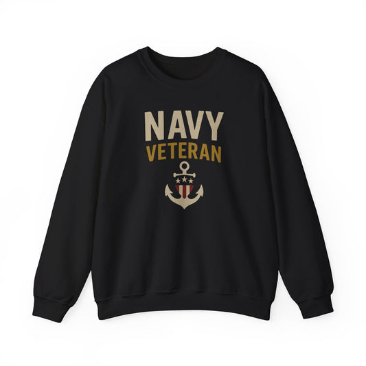 Navy Veteran Sweatshirt | Patriotic Military Pullover with Anchor | US Navy Gift for Men & Women | Veteran Pride Sweater