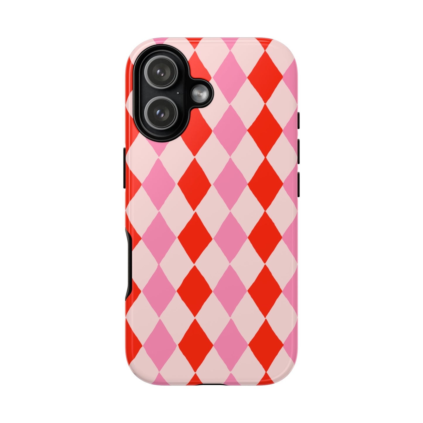 Tough Cases with Red Pink Diamonds, Retro Checkerboard iPhone Case And Samsung Case, Slim Fit Phone Case, Stylish Gift
