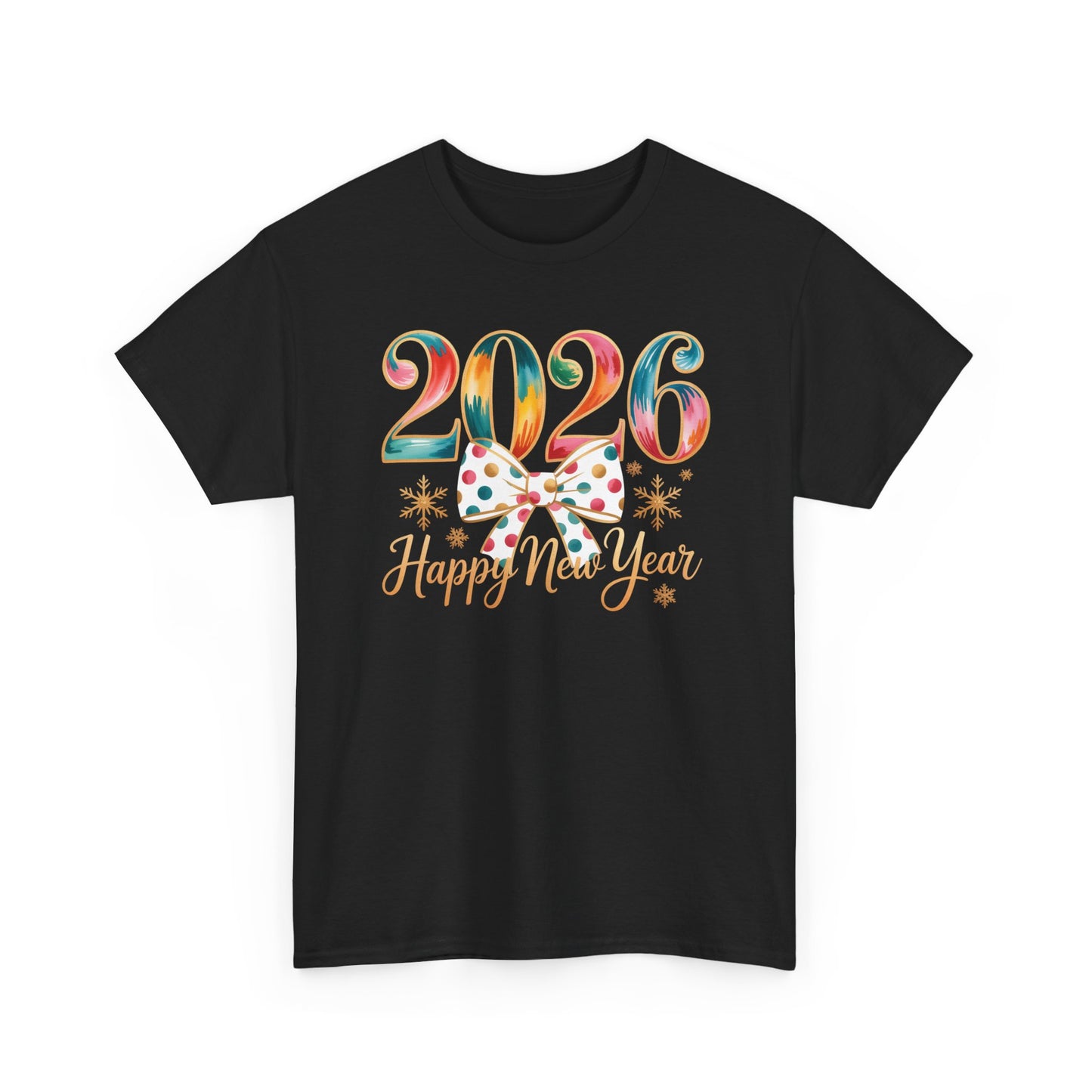 2026 Happy New Year Shirt, Colorful Bow New Year Tee, New Year Outfit, Cute NYE Party T-Shirt, 2026 Celebration Graphic Tee, New Year Gift
