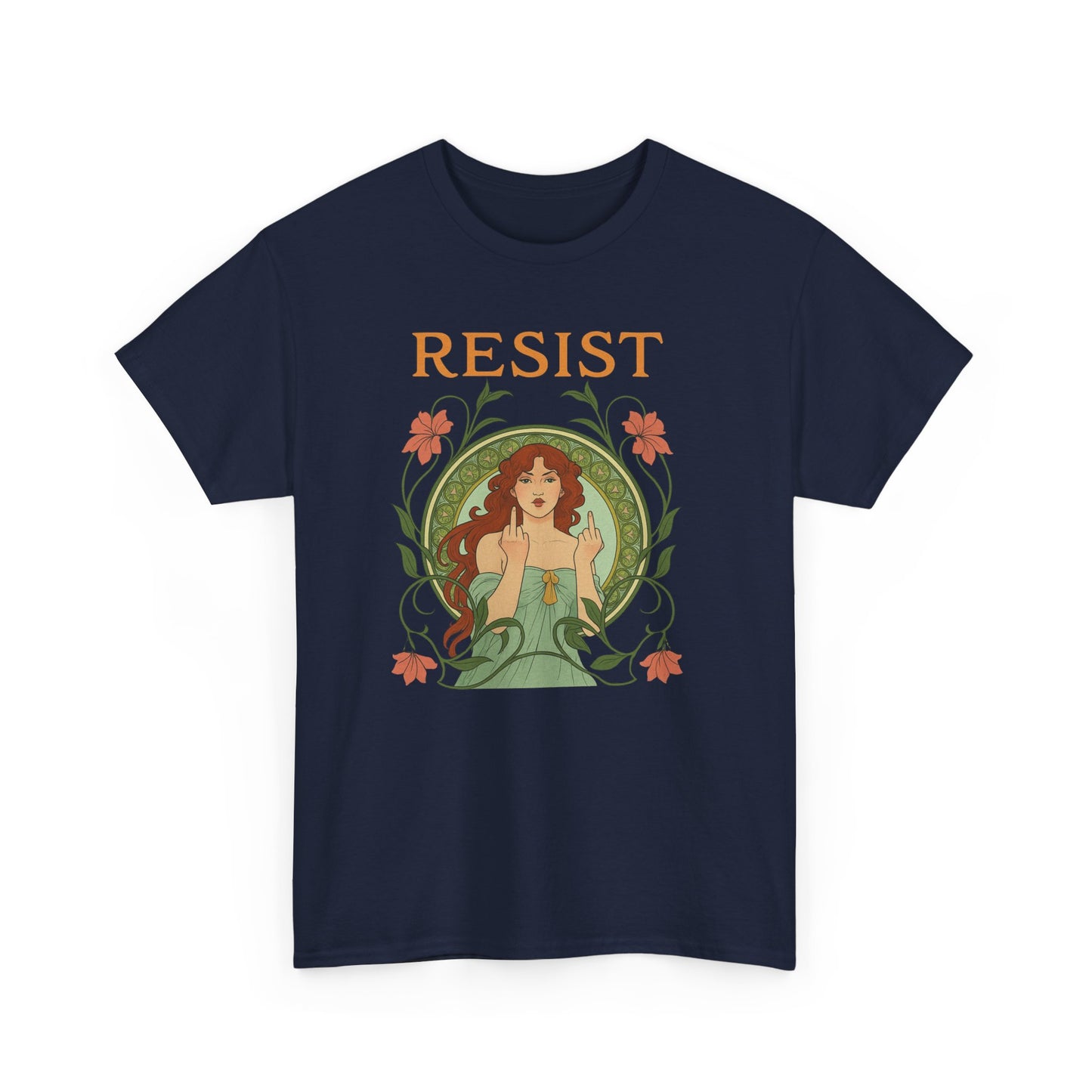 Resist Art Nouveau Woman Tee, Feminist Vintage Shirt, Botanical Activist T-Shirt, Retro Feminism Gift, Empowerment Top, Mucha Anti Trump