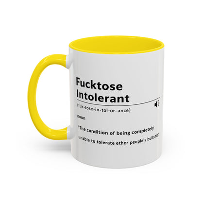 Fucktose Intolerant Definition Mug, Funny Accent Coffee Mug 11oz 15oz, Sarcastic Adult Humor Mug, Gag Gift for Friends