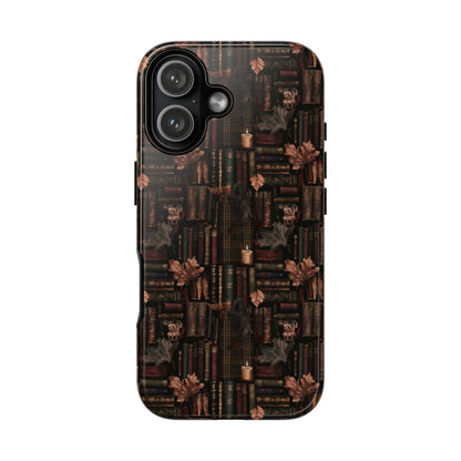 Gothic Phone Case Dark Academia Literary iPhone Samsung Cover with Books & Flowers, Phone case