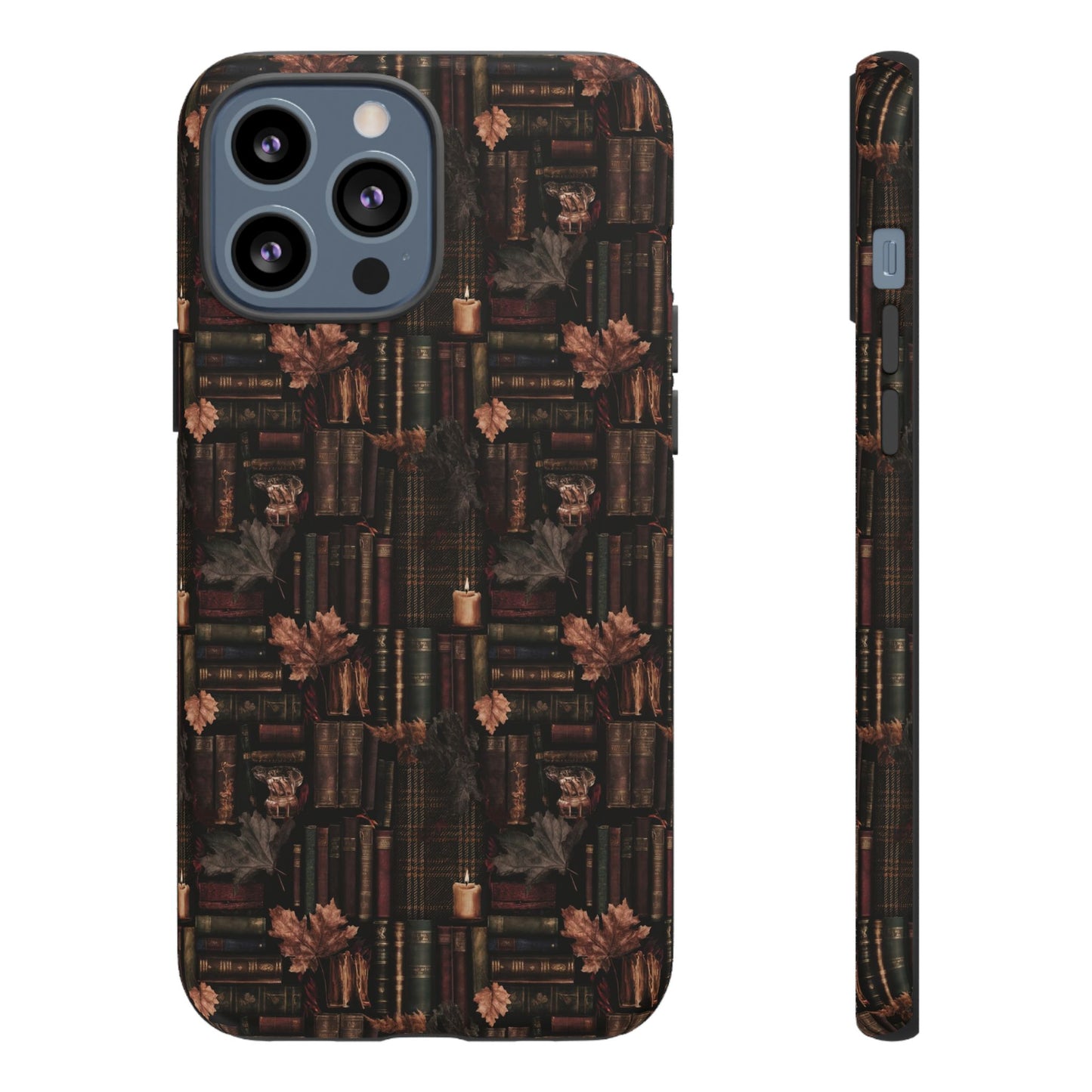 Gothic Phone Case Dark Academia Literary iPhone Samsung Cover with Books & Flowers, Phone case