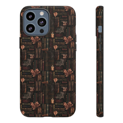 Gothic Phone Case Dark Academia Literary iPhone Samsung Cover with Books & Flowers, Phone case