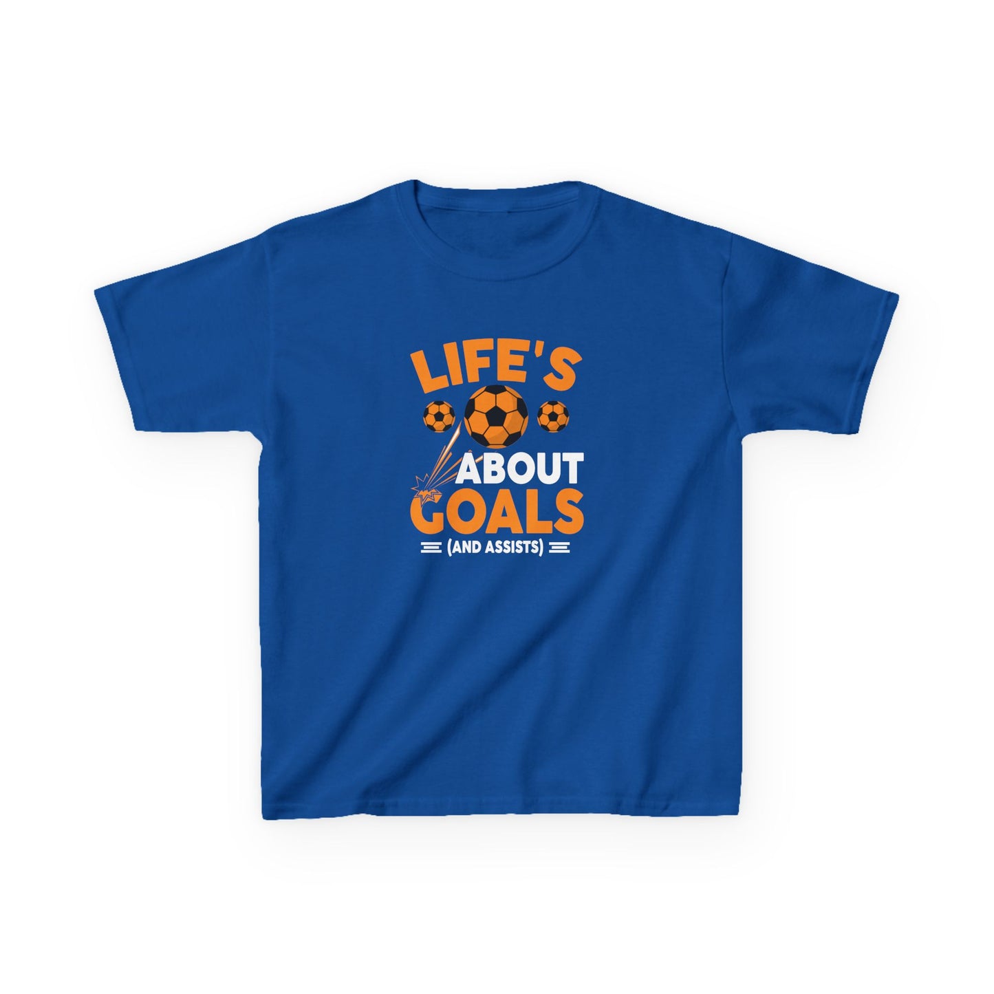 Life's About Goals Kids T-Shirt | Soccer Graphic Tee | Fun Teamwork Shirt for Boys & Girls | Cotton Youth Sports Top, FIFA World Cup 2026
