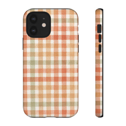 Boho Checkered Phone Case | Neutral Aesthetic Plaid Case | Retro Minimalist Check Design | iPhone Cover | Samsung Cover