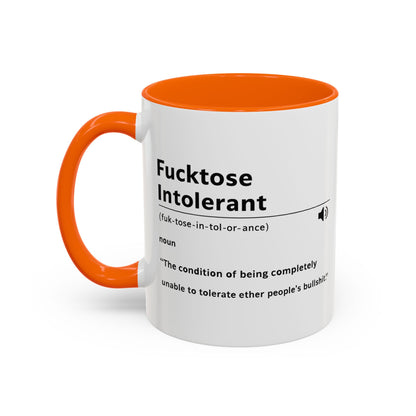 Fucktose Intolerant Definition Mug, Funny Accent Coffee Mug 11oz 15oz, Sarcastic Adult Humor Mug, Gag Gift for Friends