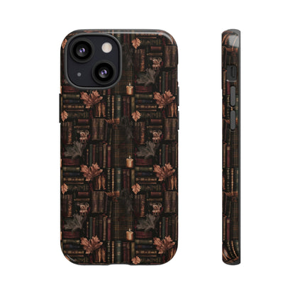 Gothic Phone Case Dark Academia Literary iPhone Samsung Cover with Books & Flowers, Phone case