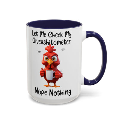 Funny Giveashitometer Mug | Sarcastic Coffee Mug with Rooster | Sassy Office Mug | Gift for Coworkers Friends